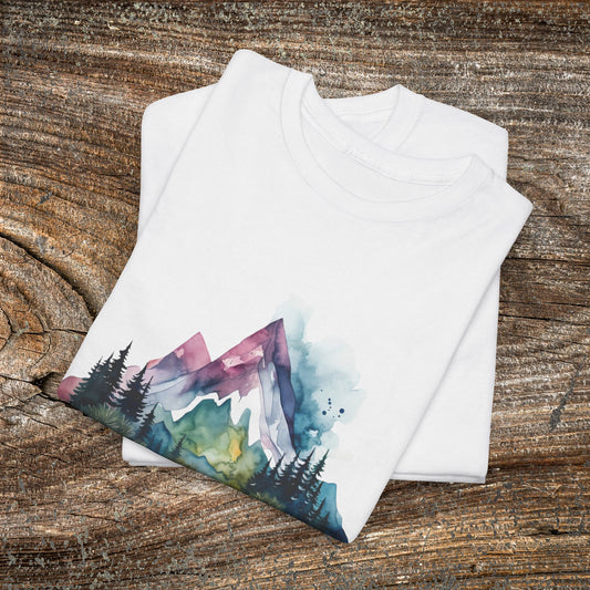 Watercolour Mountain Landscape TShirt - Nature Lover Shirt