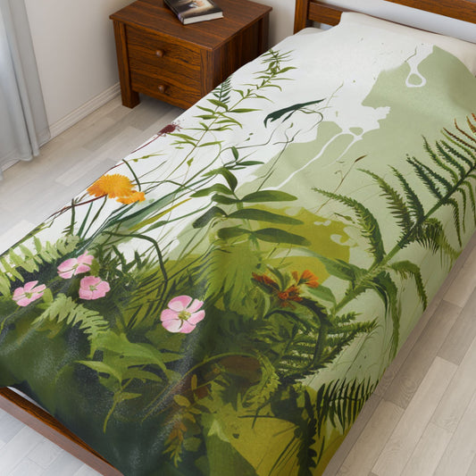 Botanical Abstract Blanket — Soft Floral Throw