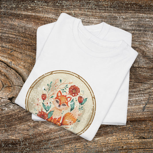 Foxy Lady Vintage Folk Art T-Shirt — "Foxy Lady" Fox Lover Gift