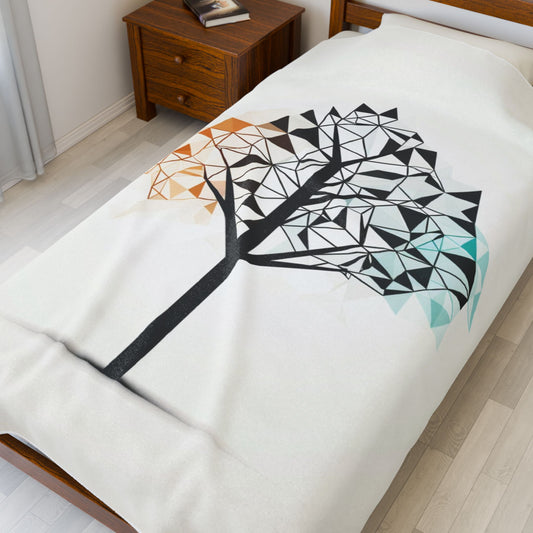 Abstract Tree Blanket — Neutral Minimalist Throw
