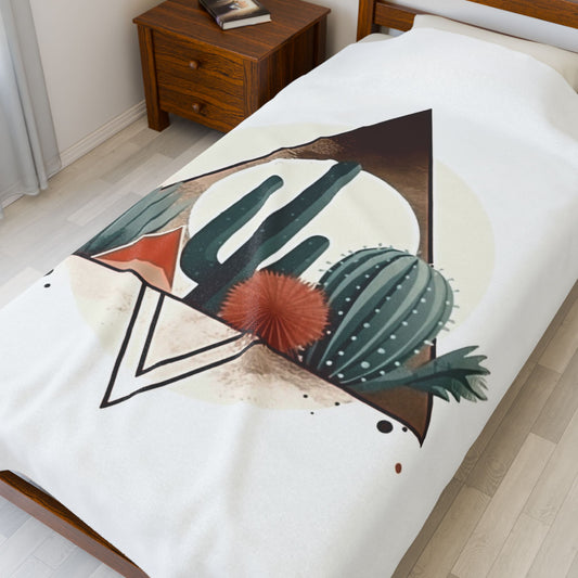 Boho Mountain Cactus Blanket — Retro Colourful Abstract Throw