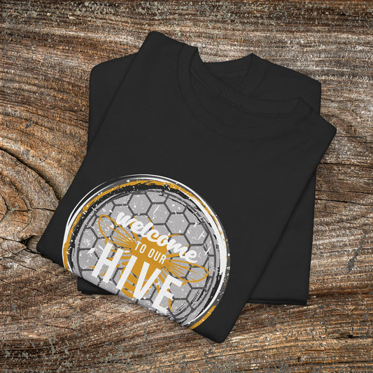 Welcome to Our Hive Retro Bee T-Shirt — Beekeeper Gift