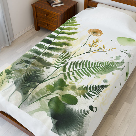 Watercolour Botanical Blanket — Soft Floral Abstract Throw