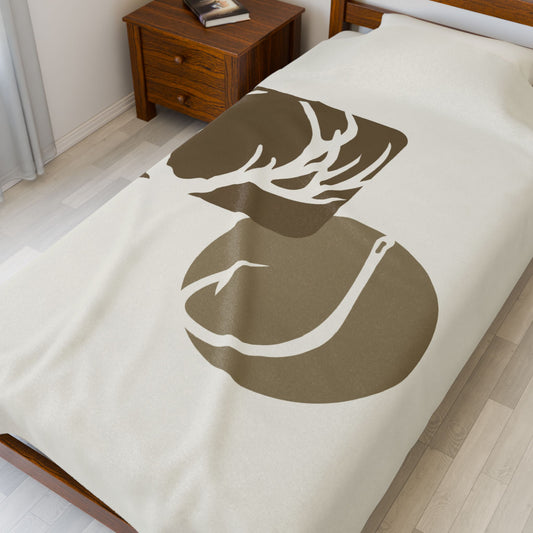 Hunting & Fishing Velveteen Plush Blanket — Rustic Cabin Throw