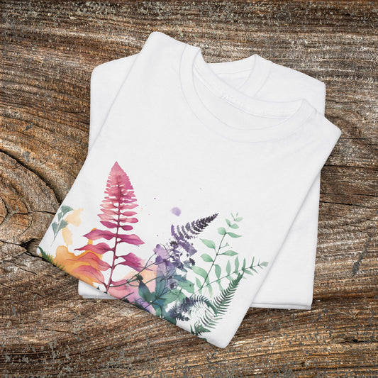 Vintage Watercolour Floral TShirt — Botanical Graphic T-Shirt