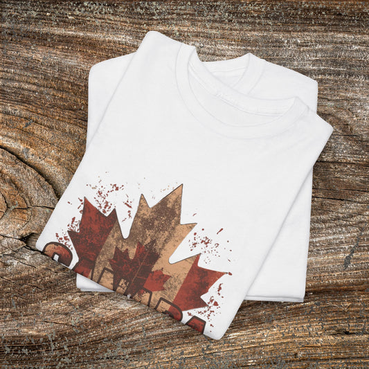 Rustic Canadian Maple Leaf T-Shirt — Grunge Canada Tee
