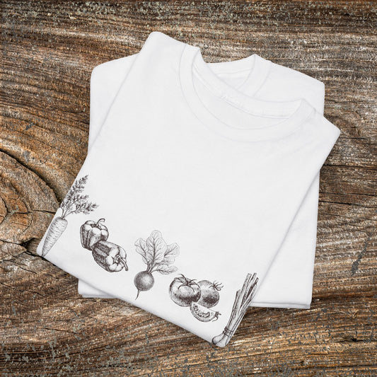 Rustic Vegetable T-Shirt — Farmhouse Produce Tee for Gardeners & Veg Lovers