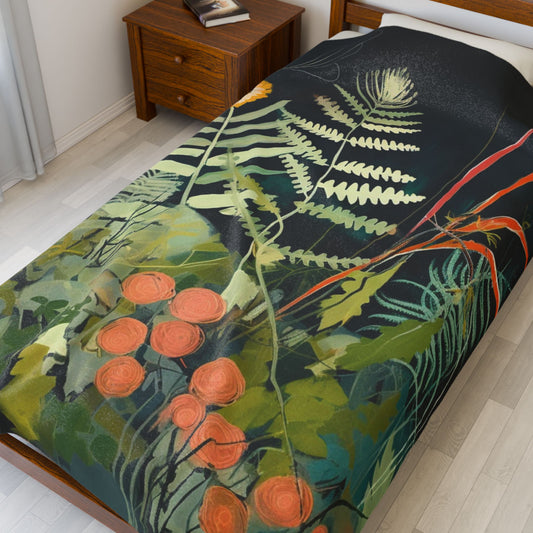 Botanical Abstract Blanket — Soft Floral Throw