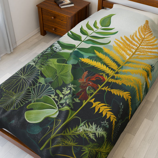 Botanical Abstract Blanket — Soft Floral Throw