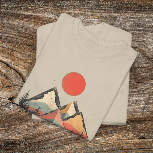 Vintage Retro Mountain TShirt - Trendy Mountain Landscape Shirt