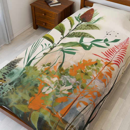 Botanical Abstract Blanket — Soft Floral Throw