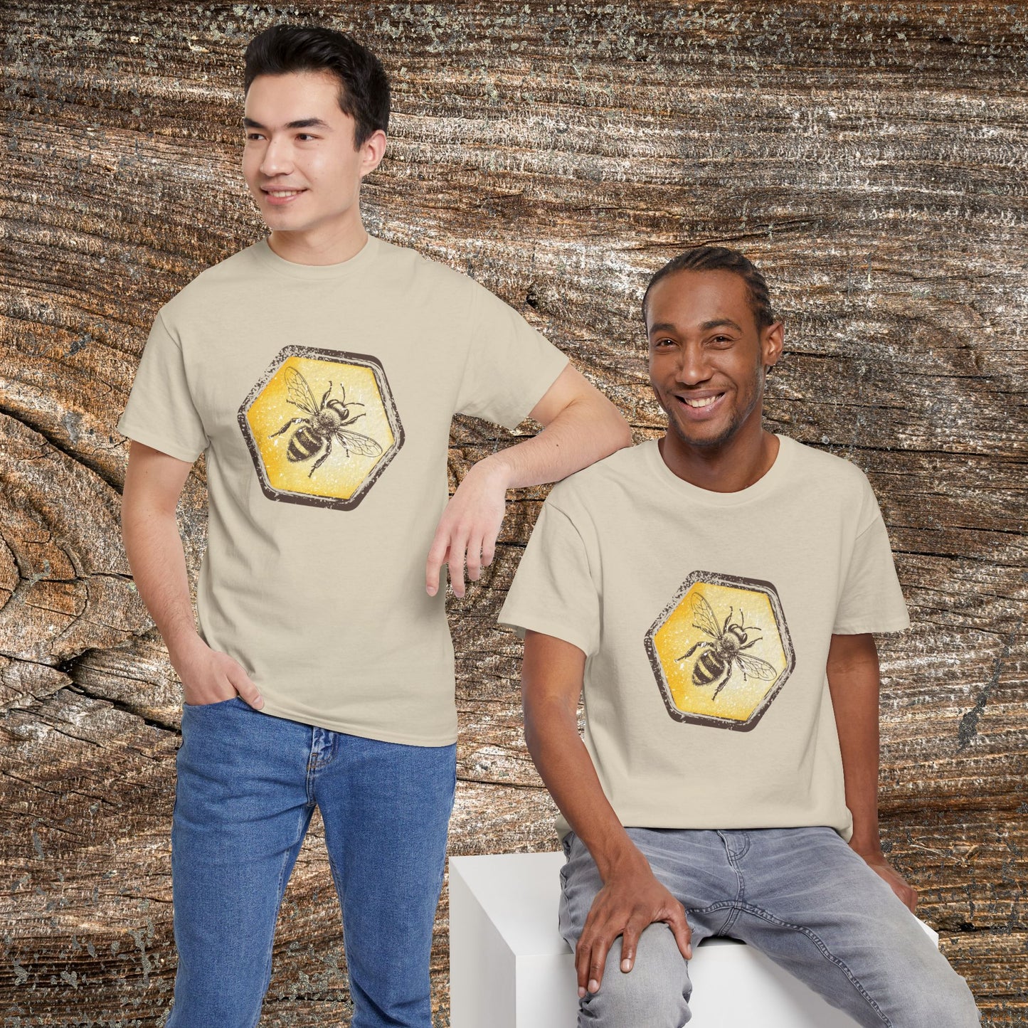 Grunge Honey Bee T-Shirt — Retro Honeycomb Bee Gift Tee