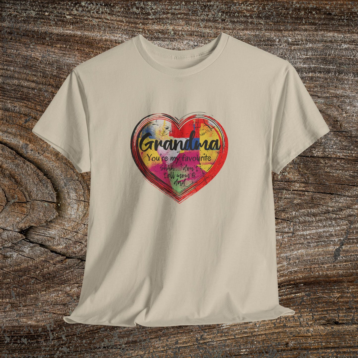 Retro Grandma Heart - "Grandma You're My Favourite Shhh Don't Tell Mom & Dad"