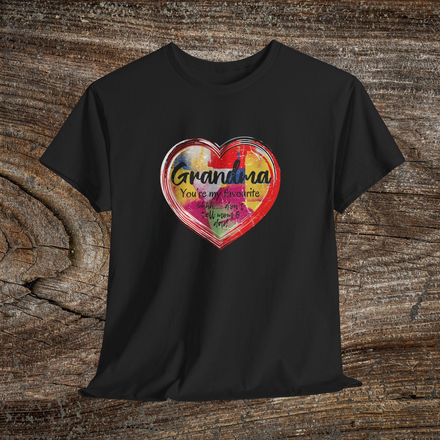 Retro Grandma Heart - "Grandma You're My Favourite Shhh Don't Tell Mom & Dad"