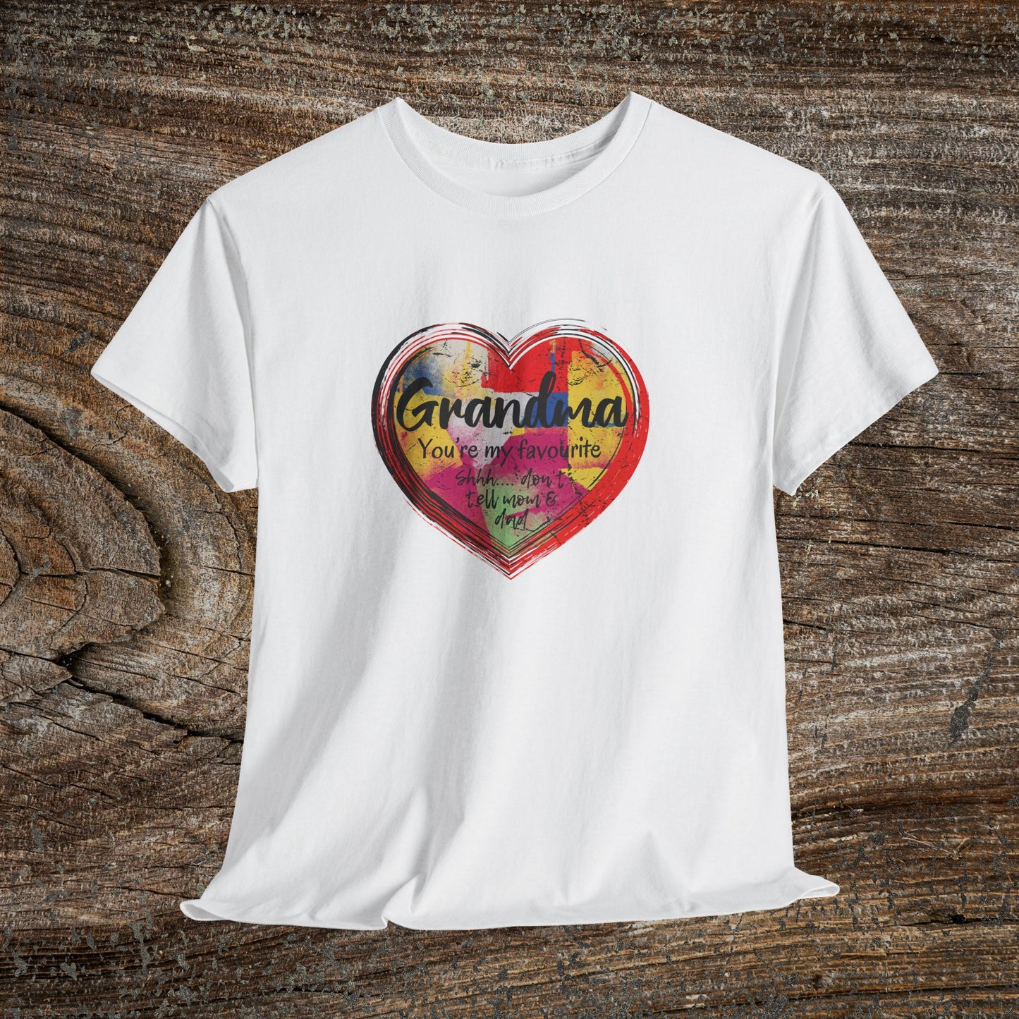 Retro Grandma Heart - "Grandma You're My Favourite Shhh Don't Tell Mom & Dad"