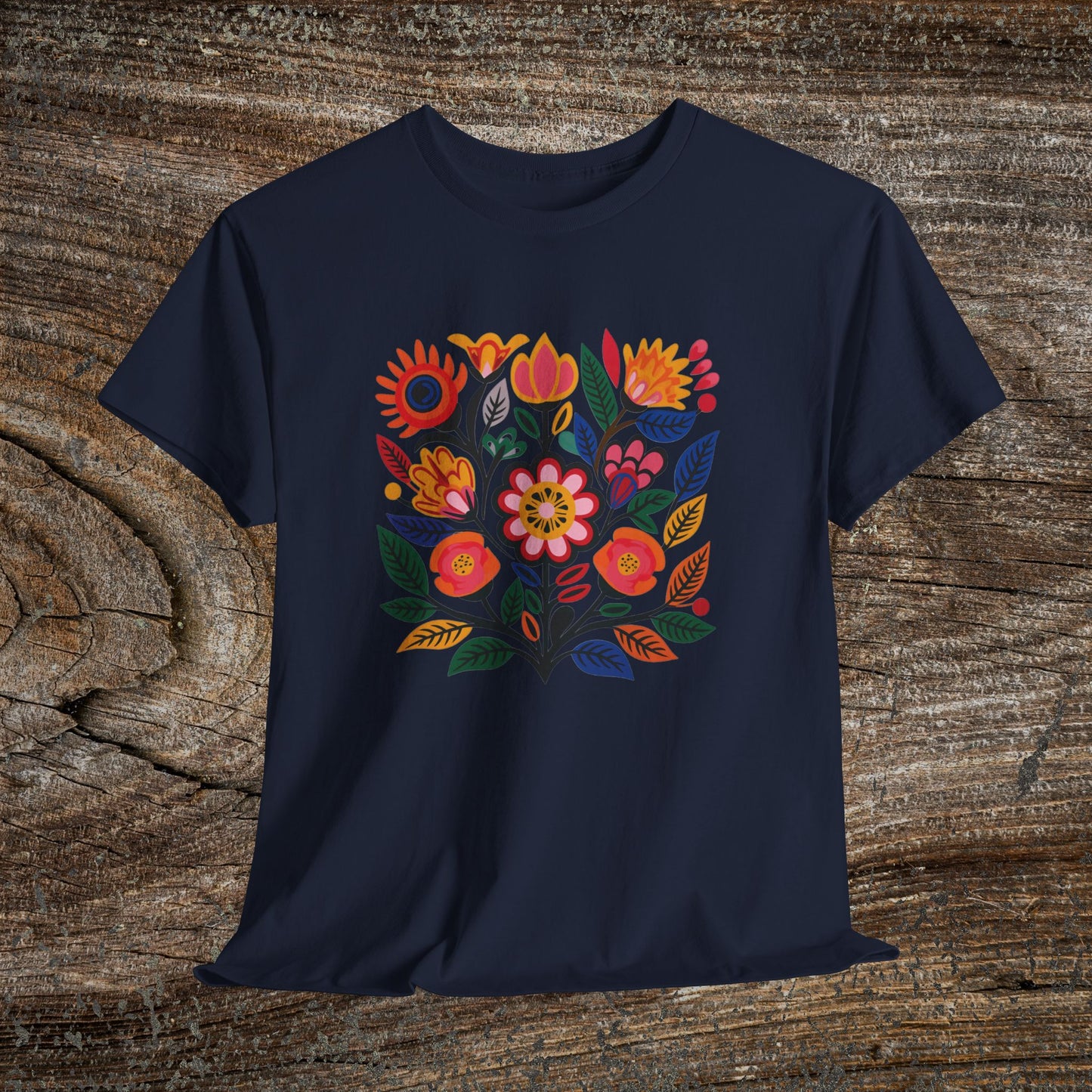 Retro Vibrant Botanical Flower T-Shirt — Nature Lover Gift