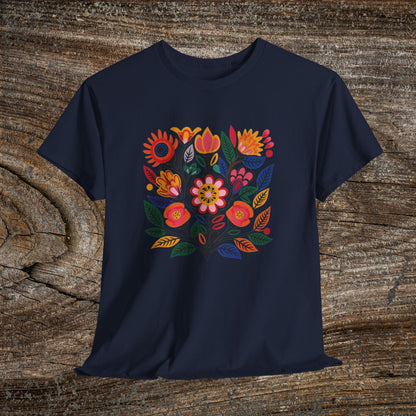 Retro Vibrant Botanical Flower T-Shirt — Nature Lover Gift