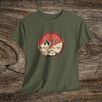 Funny Grunge Fishing TShirt - W.T.F Where's The Fish