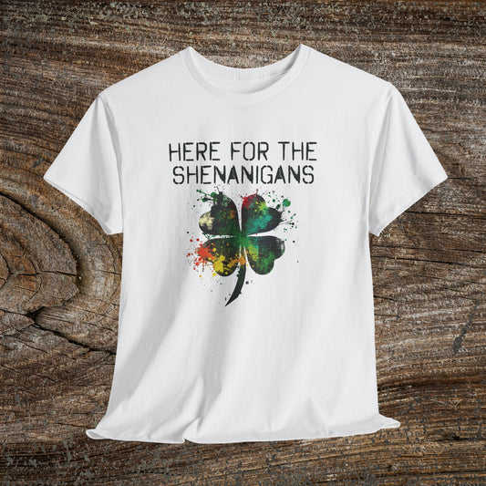 Grunge Clover 'Here For The Shenanigans' St. Patrick's Day Tee
