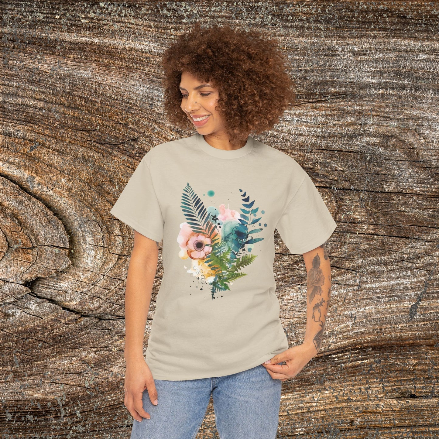 Vintage Watercolour  Floral TShirt — Botanical Graphic T-Shirt