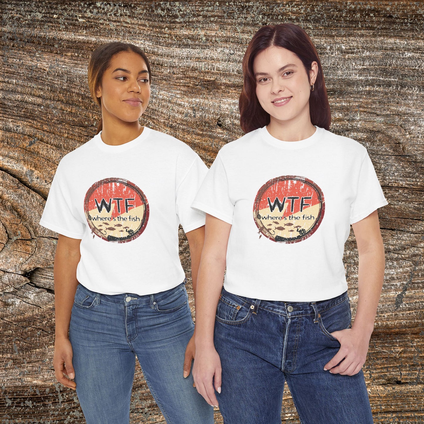 Funny Grunge Fishing TShirt - W.T.F Where's The Fish