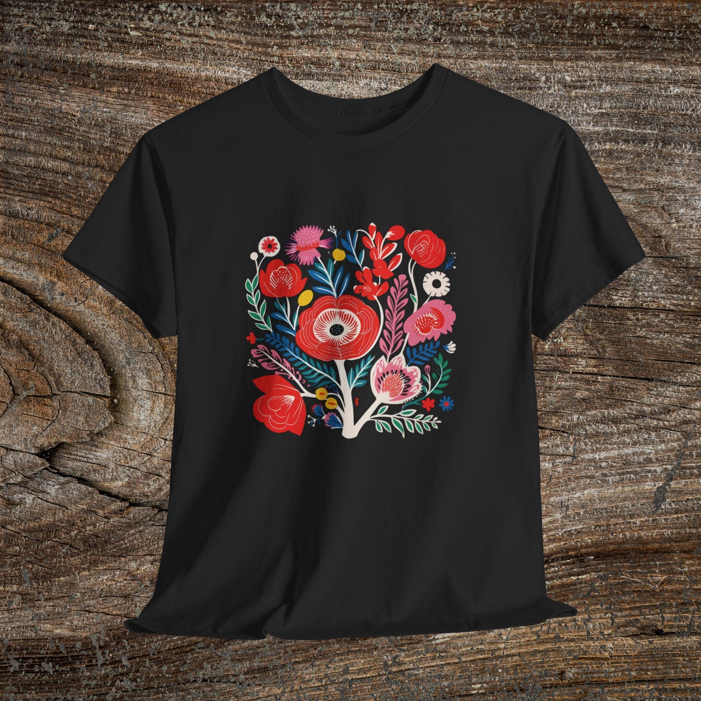 Retro Vibrant Botanical Flower T-Shirt — Nature Lover Gift
