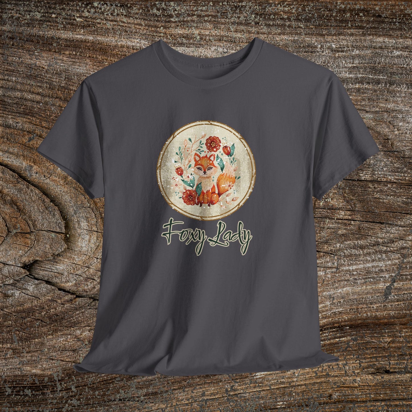 Foxy Lady Vintage Folk Art T-Shirt — "Foxy Lady" Fox Lover Gift