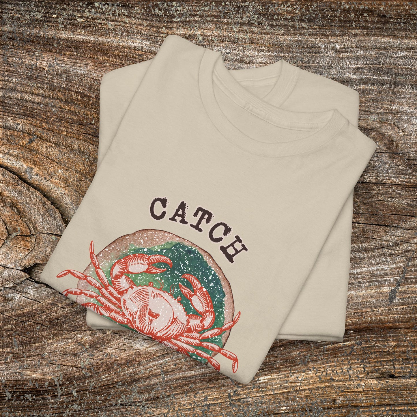 Grunge Retro Crab T-Shirt - 'Catch of the Day' - Grunge Fishing Shirt