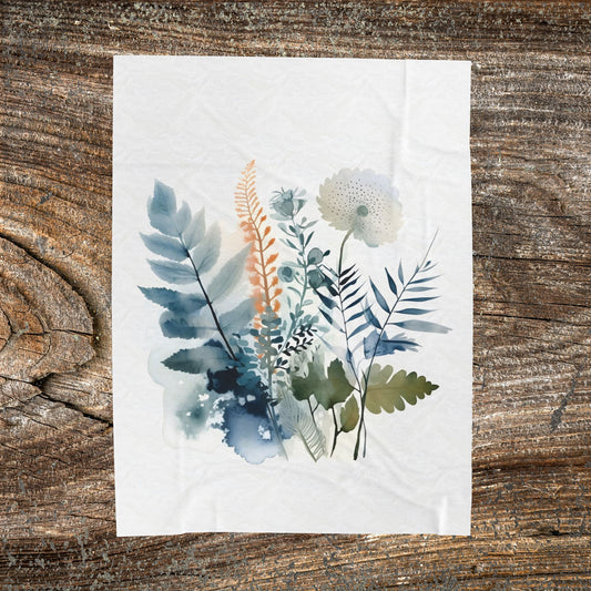 Watercolour Botanical Blanket — Soft Floral Abstract Throw