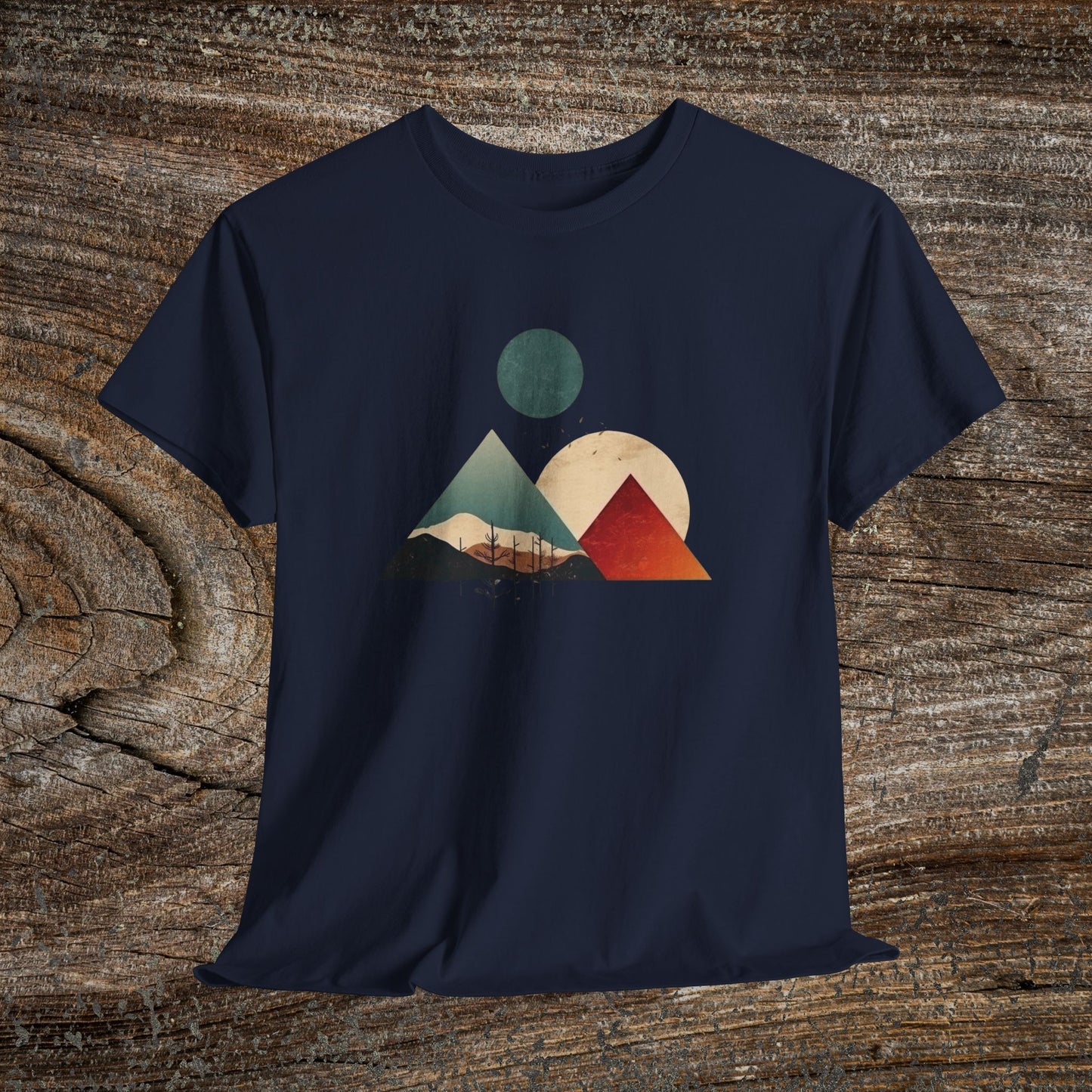 Boho Mountain T-Shirt — Vintage Abstract Mountain Landscape Tee