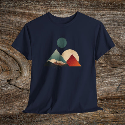 Boho Mountain T-Shirt — Vintage Abstract Mountain Landscape Tee
