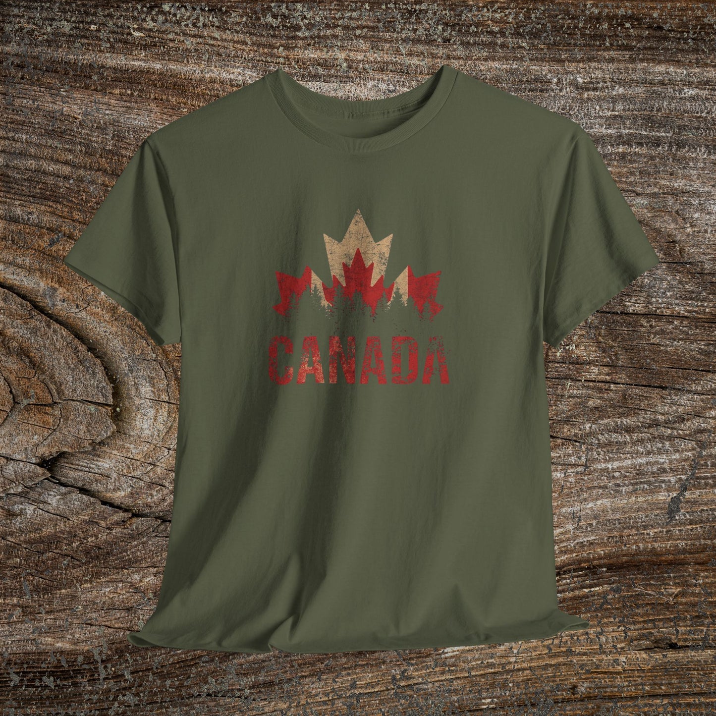 Rustic Canadian Maple Leaf T-Shirt — Grunge Canada Tee