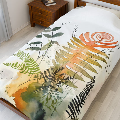 Watercolour Botanical Blanket — Soft Floral Abstract Throw
