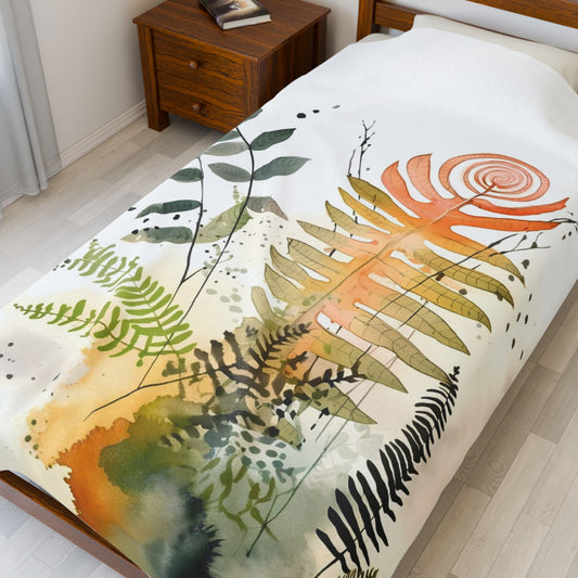 Watercolour Botanical Blanket — Soft Floral Abstract Throw