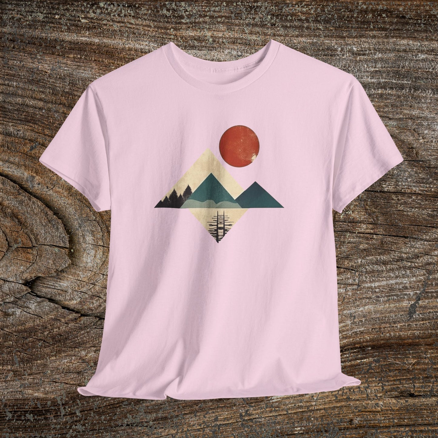 Boho Mountain T-Shirt — Vintage Abstract Mountain Landscape Tee