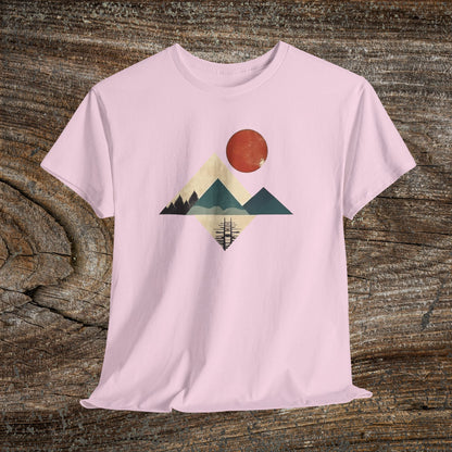 Boho Mountain T-Shirt — Vintage Abstract Mountain Landscape Tee