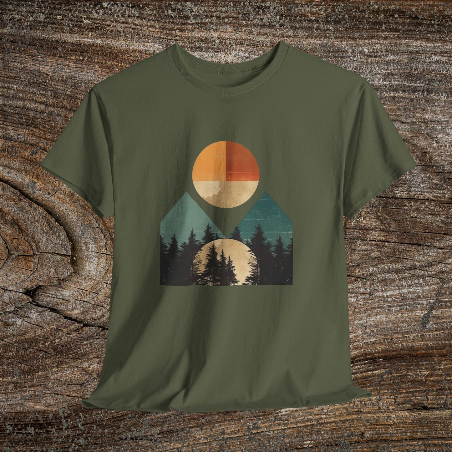 Boho Mountain T-Shirt — Vintage Abstract Mountain Landscape Tee