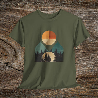 Boho Mountain T-Shirt — Vintage Abstract Mountain Landscape Tee