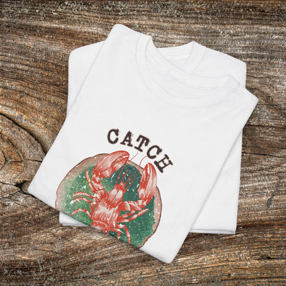 Retro Lobster TShirt - 'Catch of the Day' - Grunge Fishing Shirt
