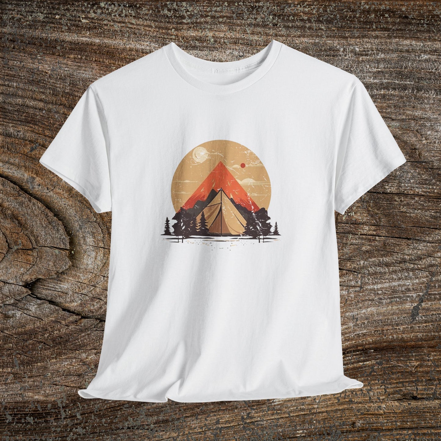 Camping Sunset T-Shirt — Mountain Tent Adventure Tee