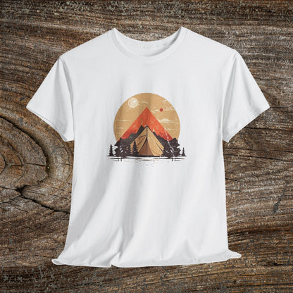 Camping Sunset T-Shirt — Mountain Tent Adventure Tee