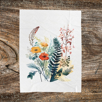 Watercolour Botanical Blanket — Soft Floral Abstract Throw