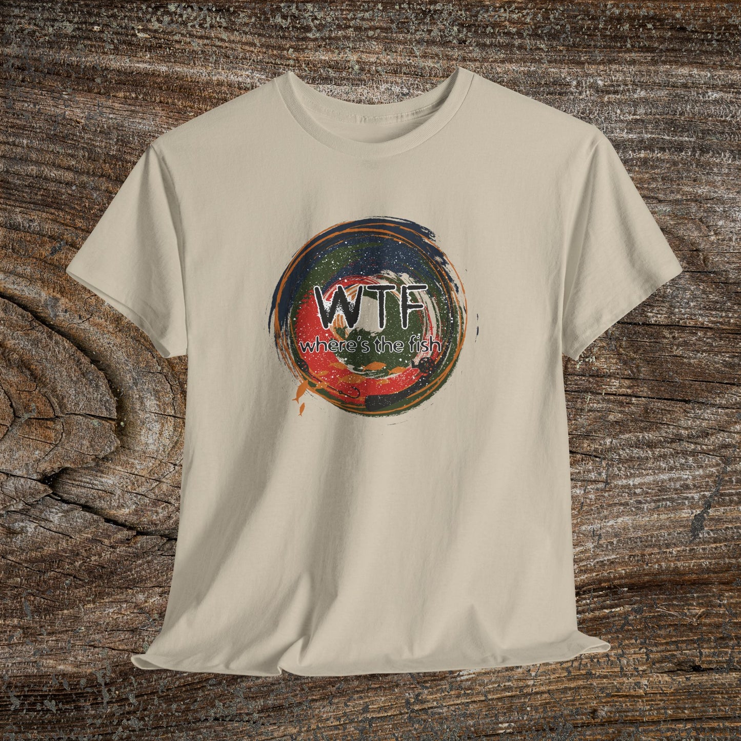 Retro Grunge Fishing TShirt - W.T.F Where's The Fish