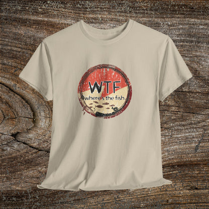 Funny Grunge Fishing TShirt - W.T.F Where's The Fish