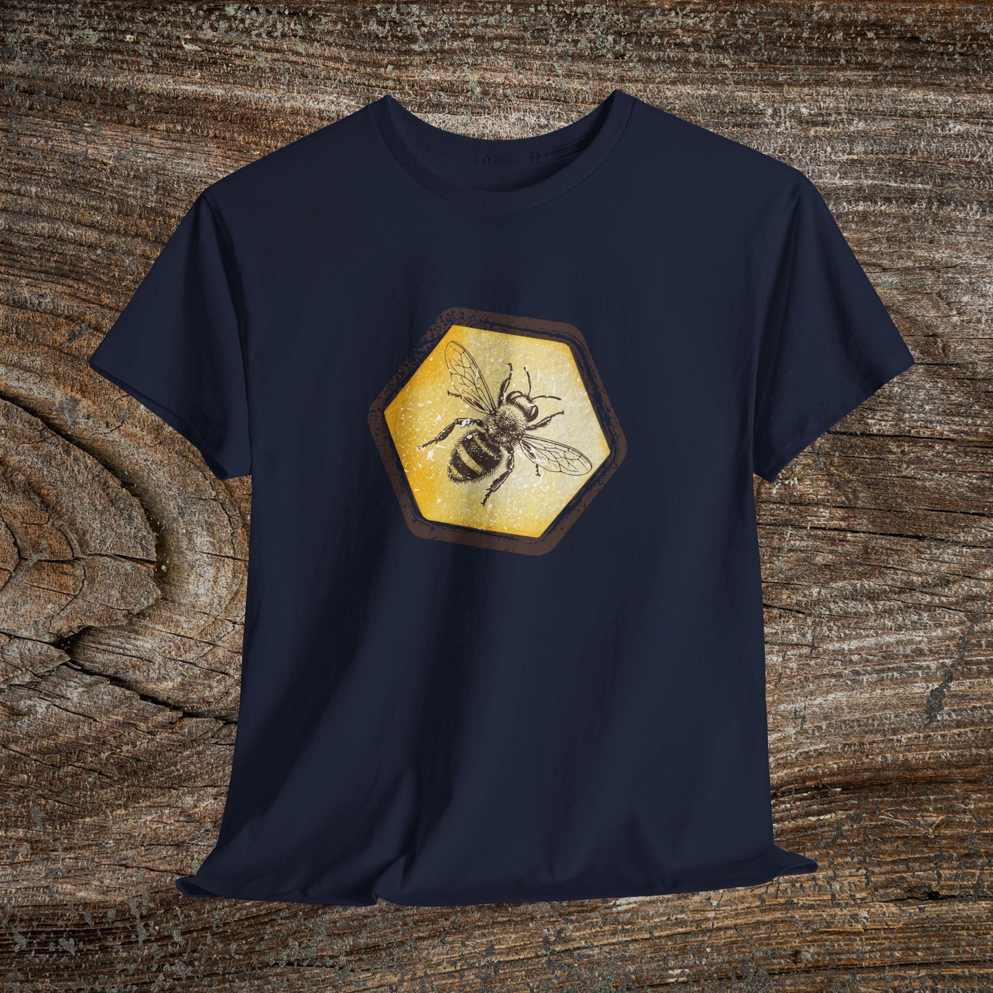 Grunge Honey Bee T-Shirt — Retro Honeycomb Bee Gift Tee