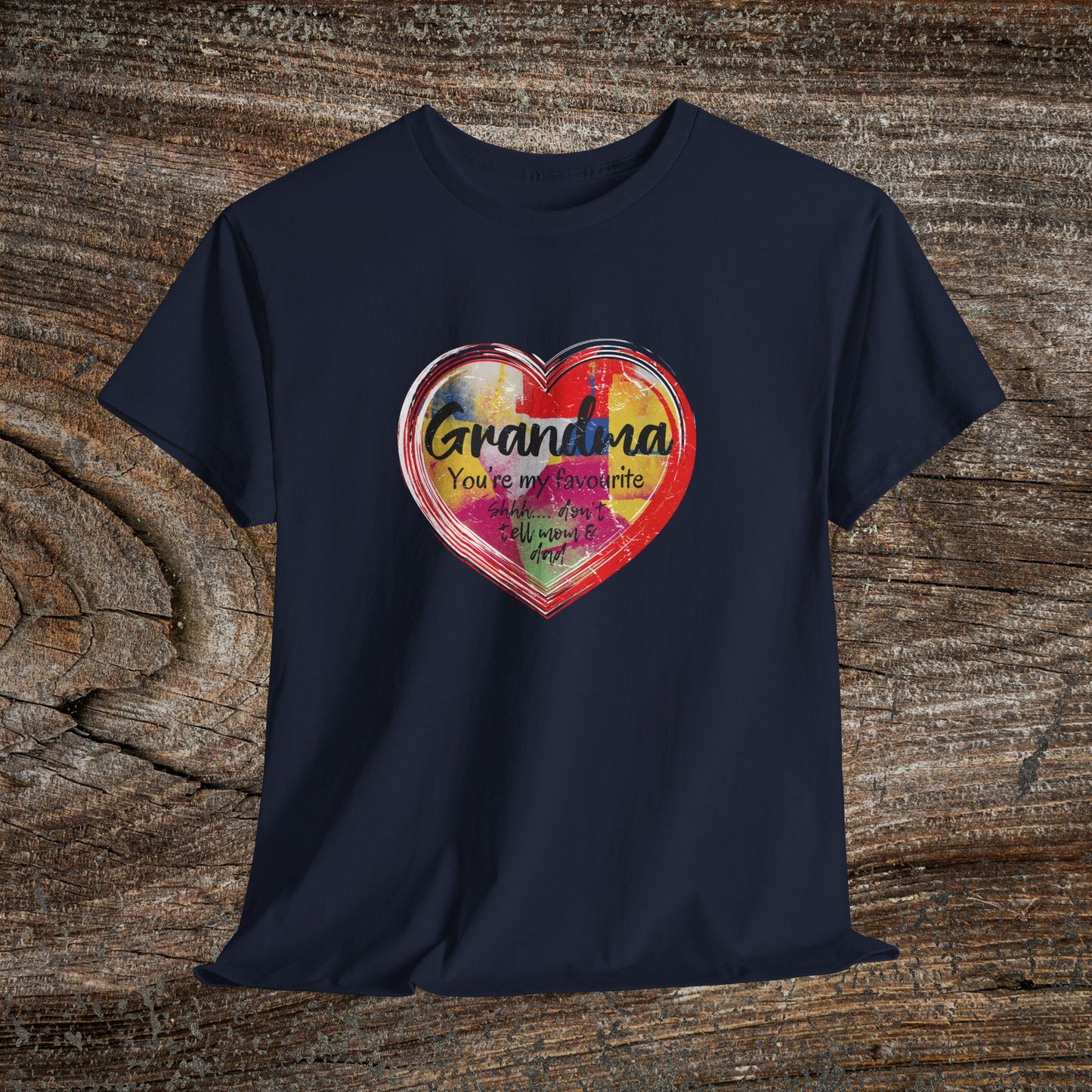 Retro Grandma Heart - "Grandma You're My Favourite Shhh Don't Tell Mom & Dad"