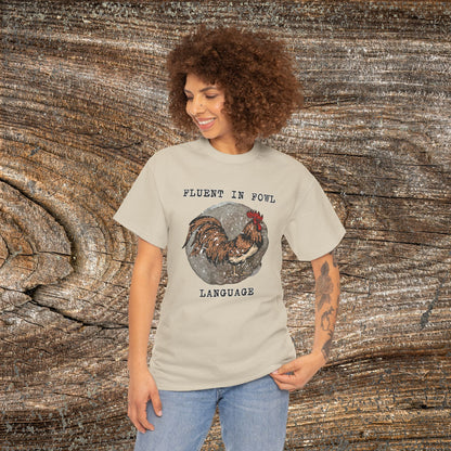 Grunge Chicken Tee — "Fluent in Fowl Language"