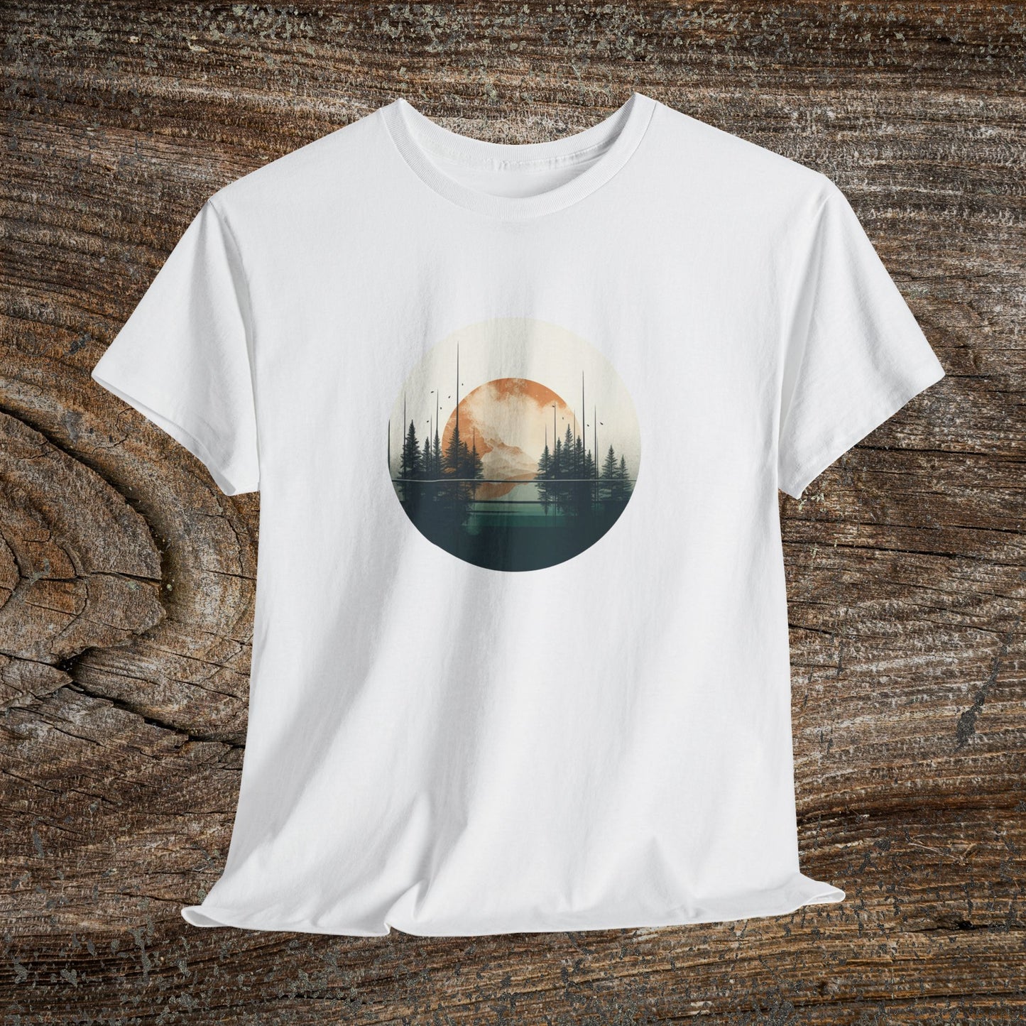 Retro Boho Mountain T-Shirt — Abstract Mountain Landscape, Nature Lover Gift