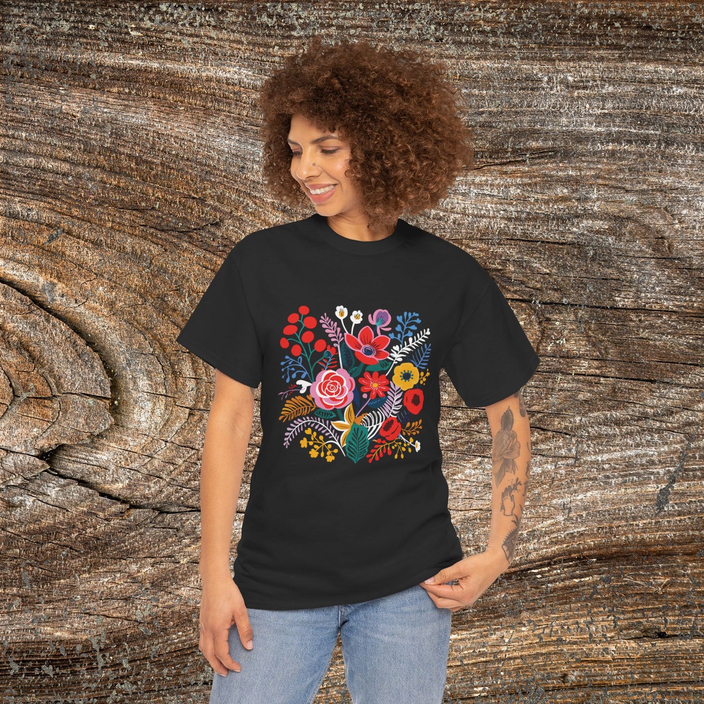 Retro Vibrant Botanical Flower T-Shirt — Nature Lover Gift