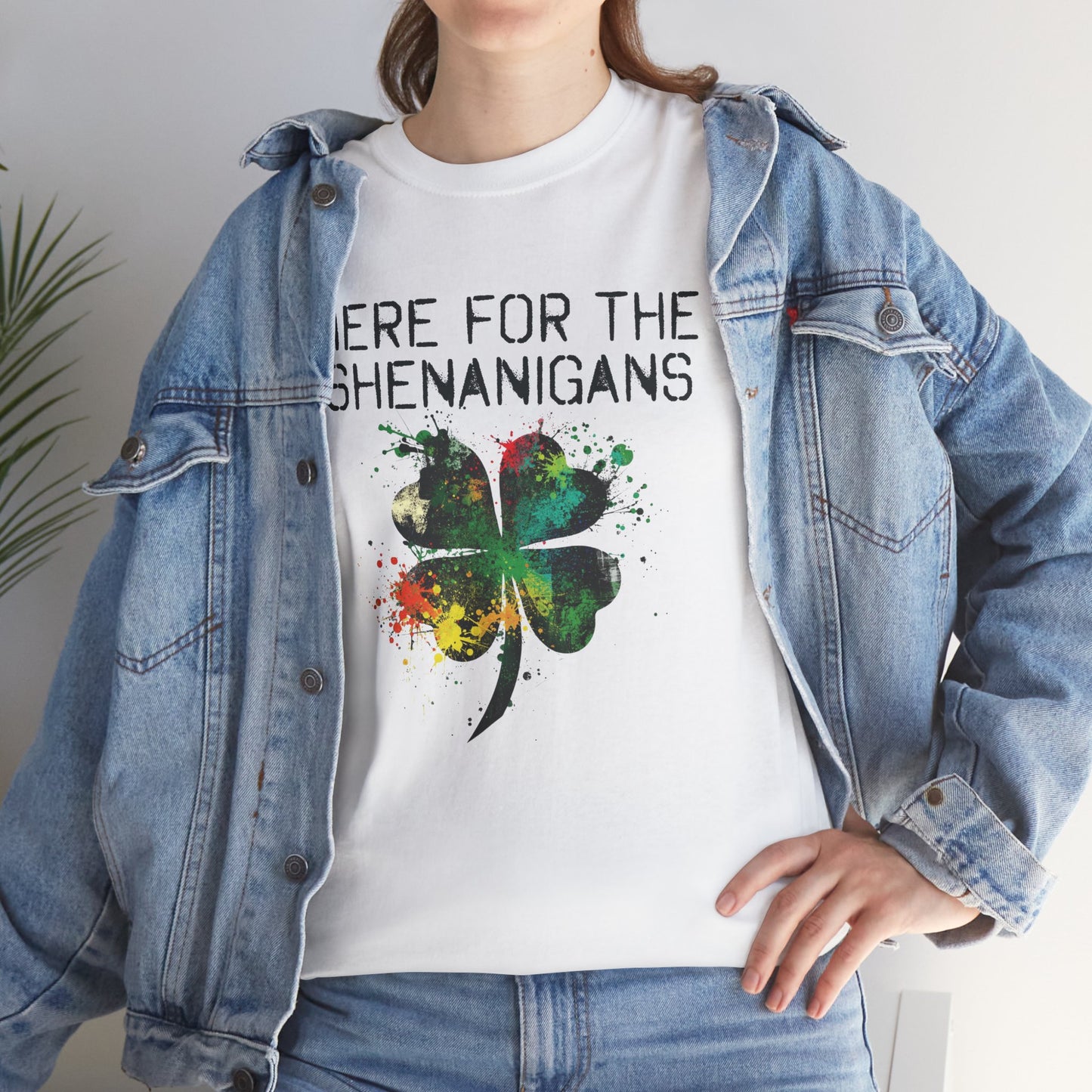 Grunge Clover 'Here For The Shenanigans' St. Patrick's Day Tee